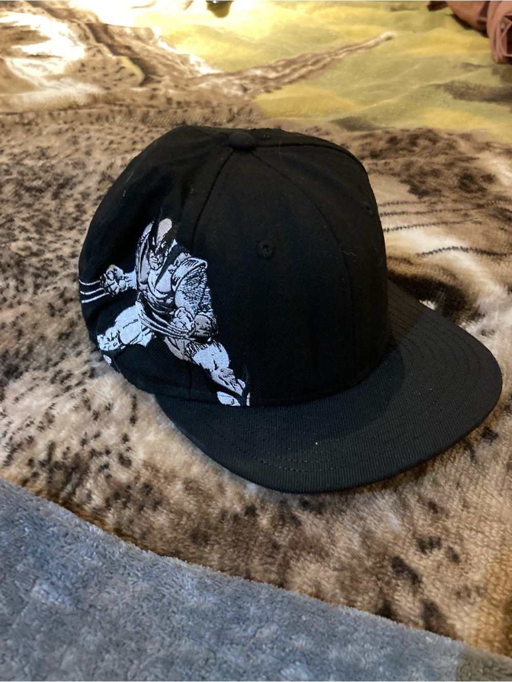 2009 Marvel Black Snapback Hat with White Wolverine Graphic